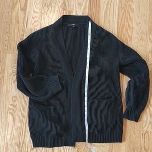 Quince 100% Organic Cotton Oversized Cardigan, Black, XS